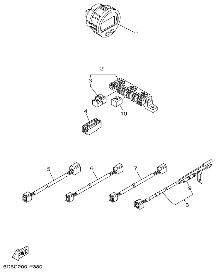 Yamaha F80DET, F90CET, F100FET OPTIONAL PARTS 7 parts diagram